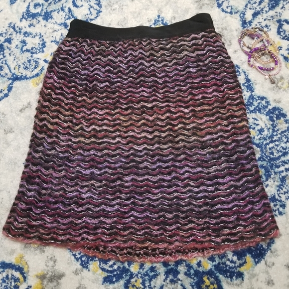 Knitted & Knotted Purple Yarn Knit Pencil Skirt 6 - Picture 4 of 8